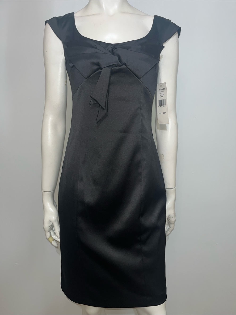 Willow Glenn Black Sheath Dress with Bow Detail